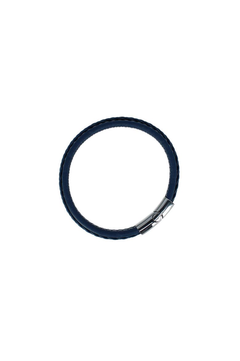 Amari's Azure Stitched Leather Secure Clasped Bracelet, Alternate, color, Blue