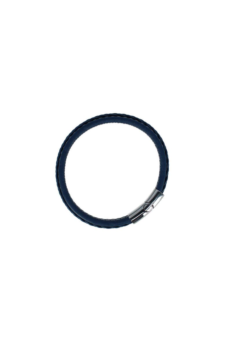 Trafalgar Amari's Azure Stitched Leather Secure Clasped Bracelet, Alternate, color, Blue