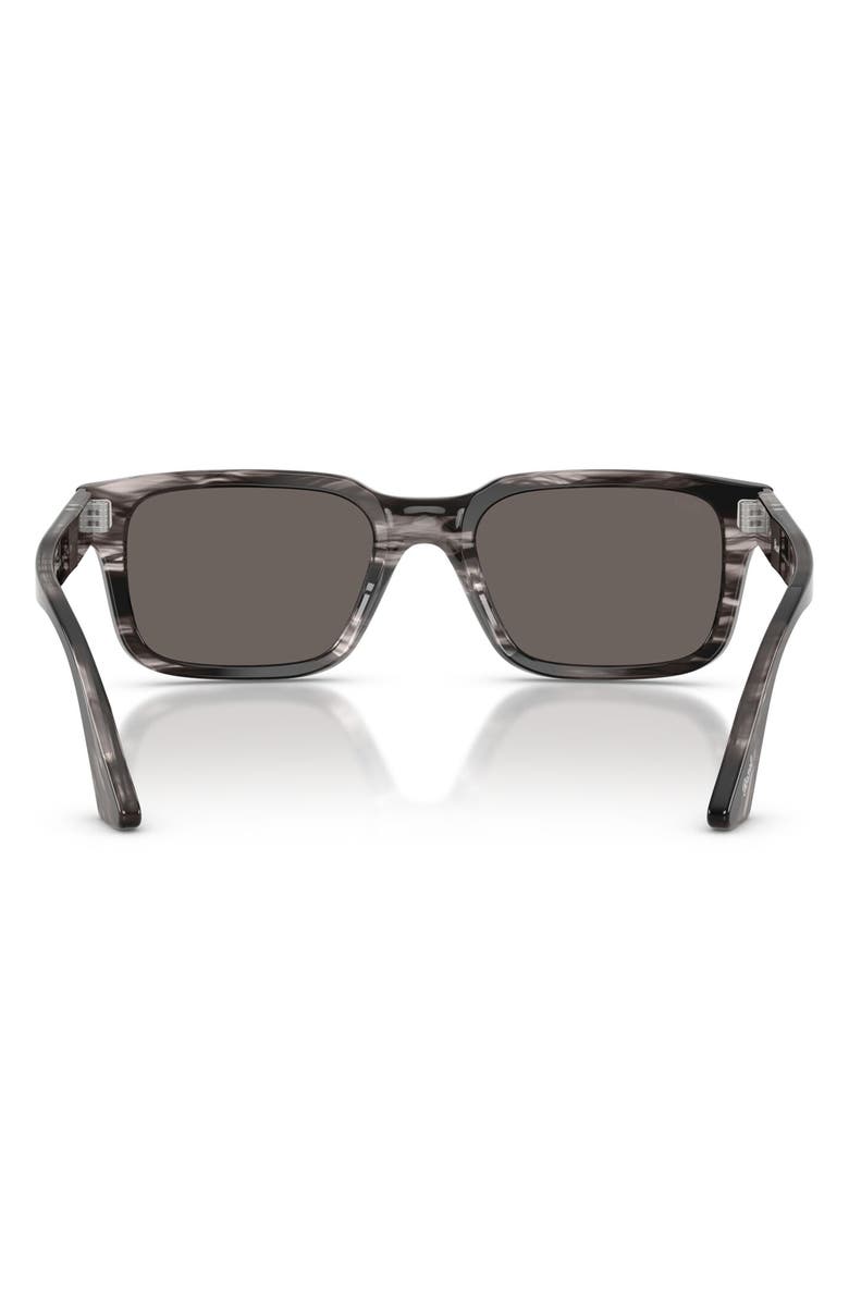 Persol 53mm Rectangular Sunglasses, Alternate, color, Striped Black / Grey