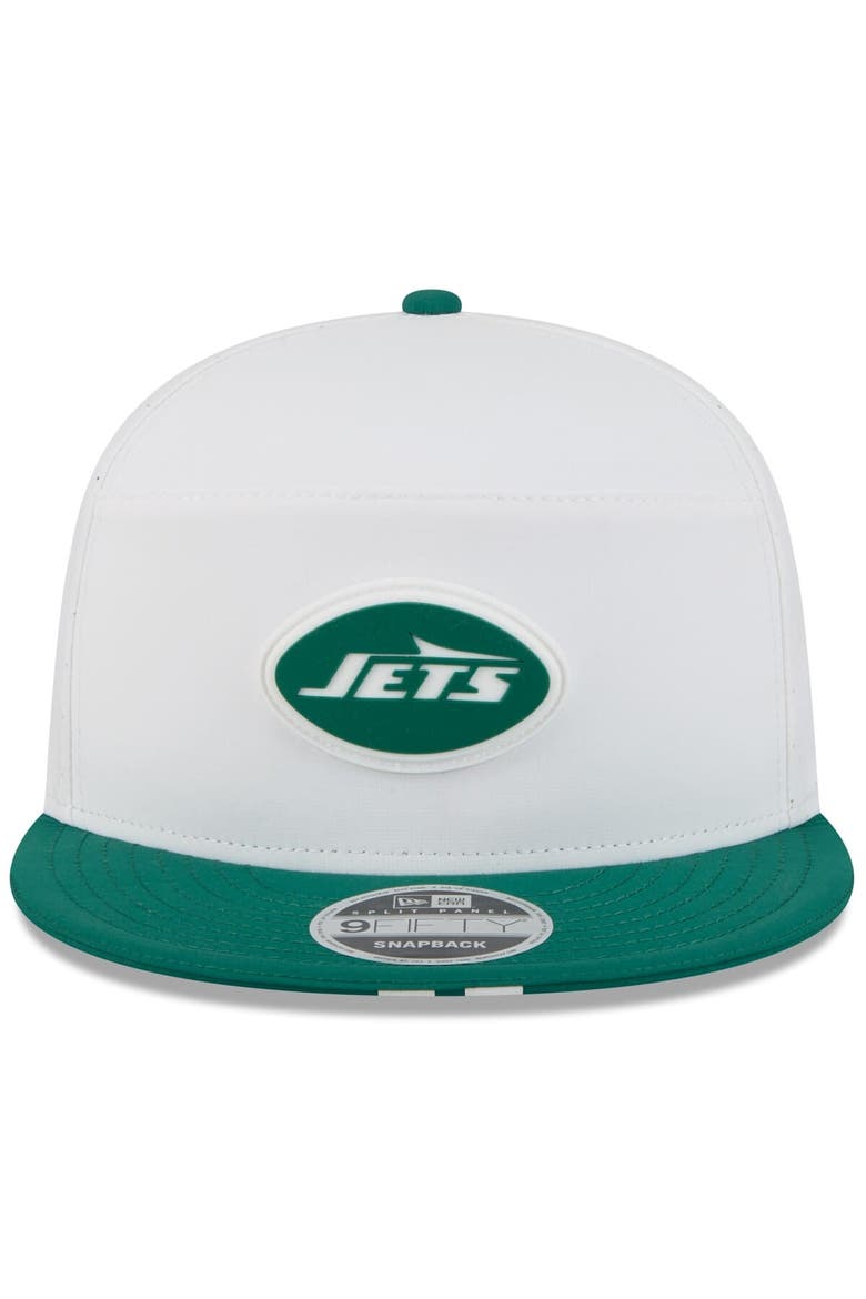 Men's New Era  White/Green New York Jets 2025 NFL Training Camp Split Panel 9FIFTY Snapback Hat, Alternate, color, White