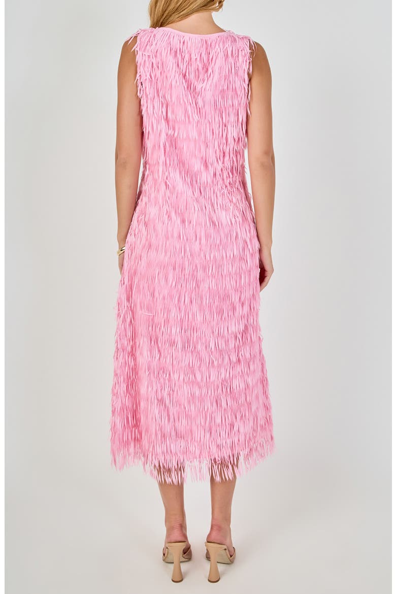 Fringe Sleeveless Midi Dress, Alternate, color, PINK