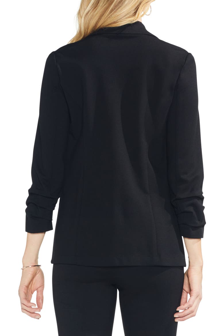Ruched Sleeve Ponte Blazer, Alternate, color, RICH BLACK
