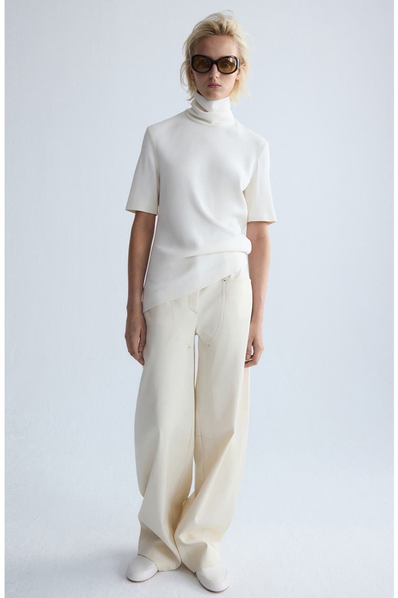 Asymmetrical High Neck Top, Alternate, color, OFF WHITE