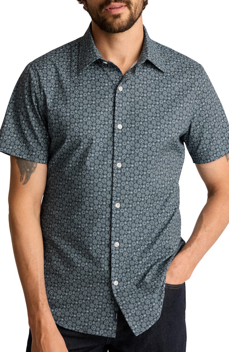 Bonobos Sun Print Tech Short Sleeve Button-Up Shirt, Main, color, Hand Painted Sol V2 C16