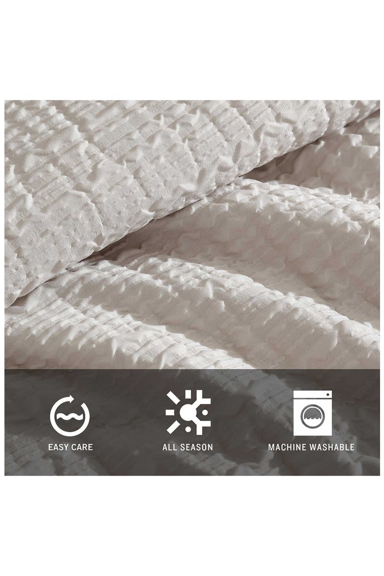 Serenity Wavy Lines Embossed Comforter Set, Alternate, color, LIGHT BEIGE