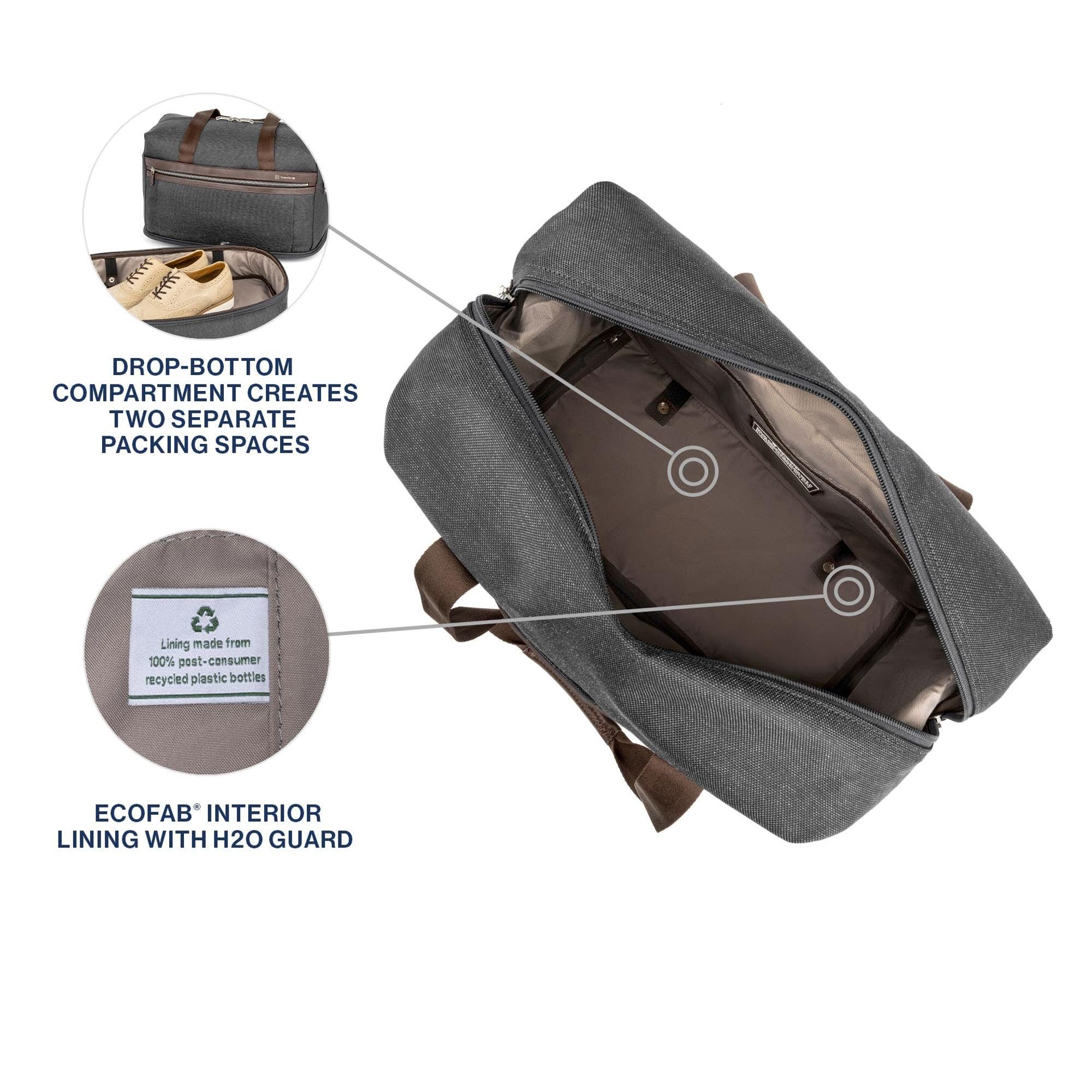 Platinum Elite Soft 18.5" Carry on Travel Drop Bottom Weekender Duffel Bag, Alternate, color, Vintage Grey