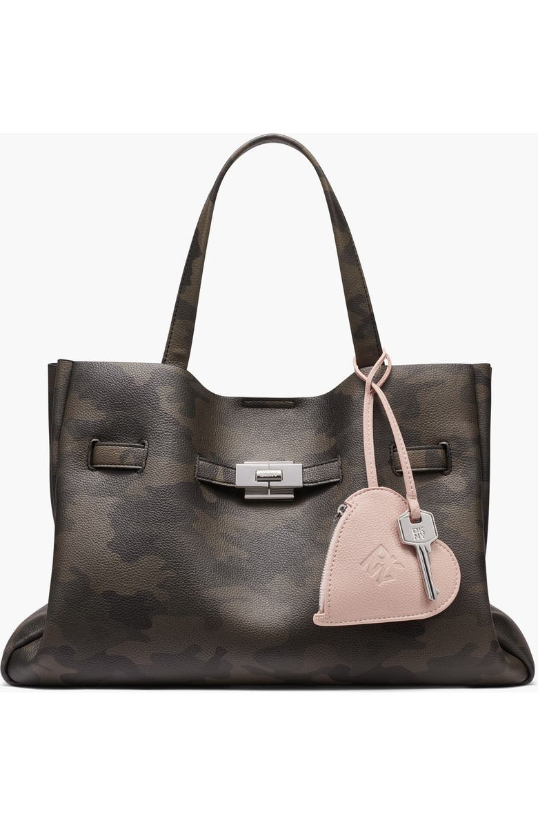DKNY Bryar Large Satchel with Heart Dangle, Main, color, Camouflage