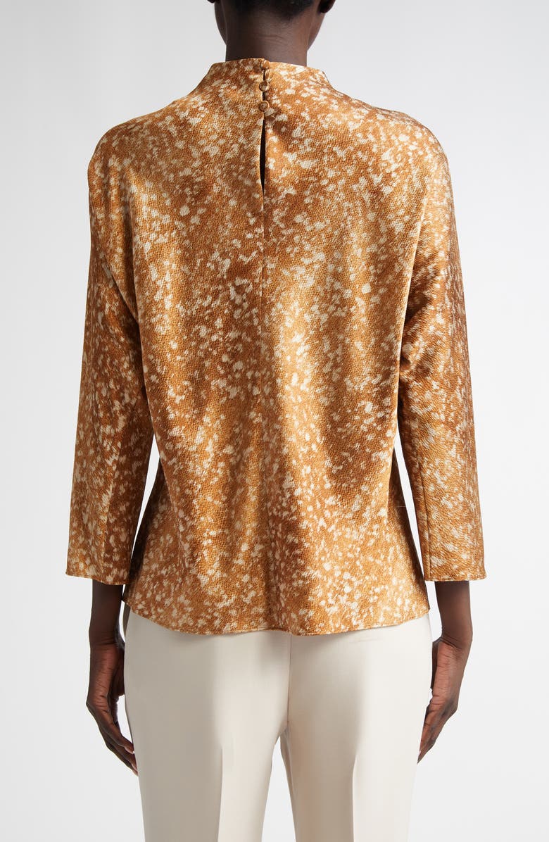 Lafayette 148 New York Floating Leaves Print Textured Satin Top, Alternate, color,