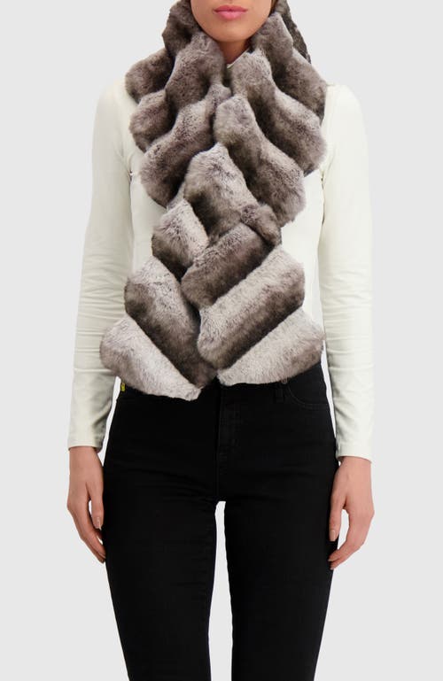 Lyla Grant Fur-free Chinchilla (faux Fur) Pull-through Scarf In Gray