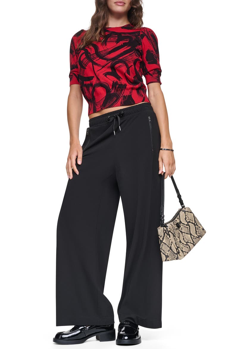 Brushstroke Pattern Short Sleeve Sweater, Alternate, color, RED HEART