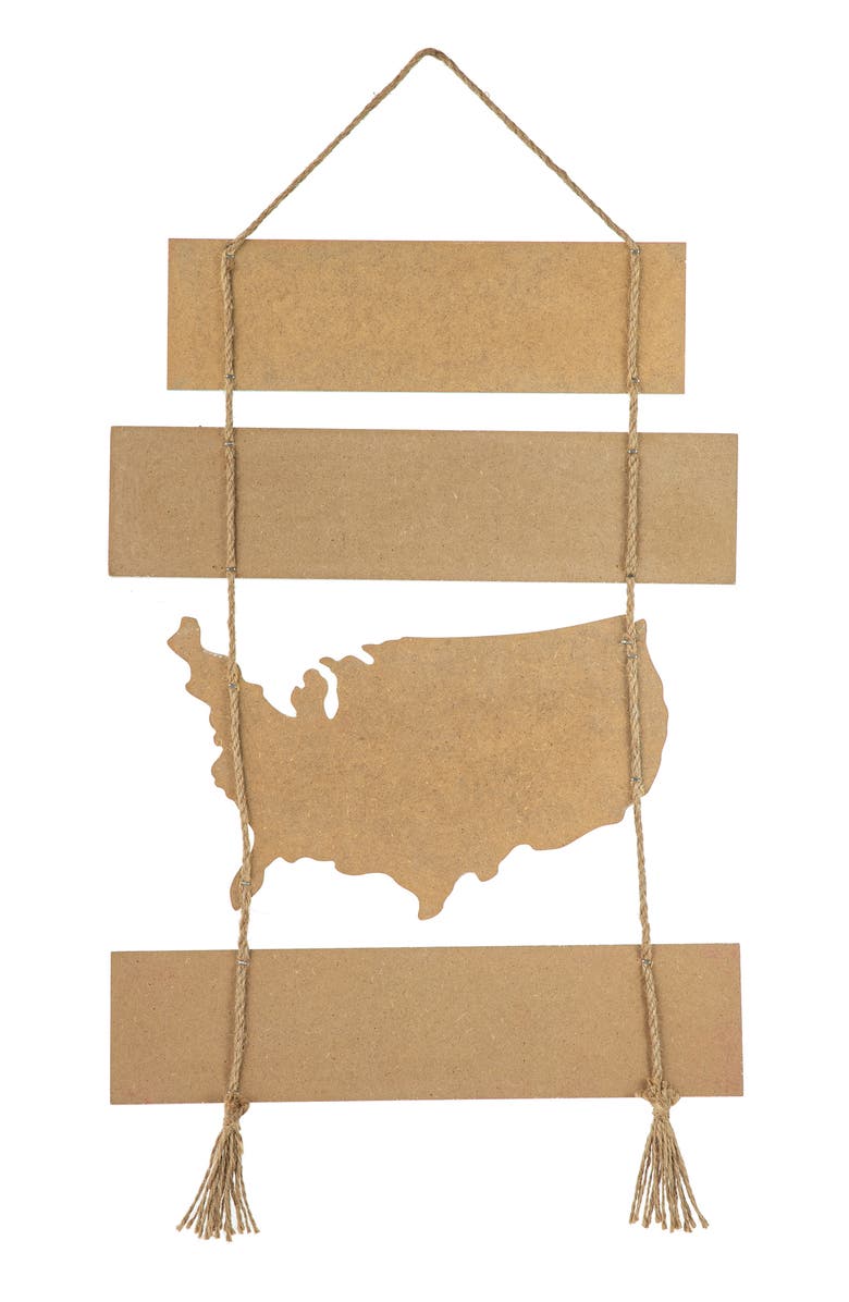 Glitzhome Patriotic Americana Word Sign Door Hanger, Alternate, color, Blue