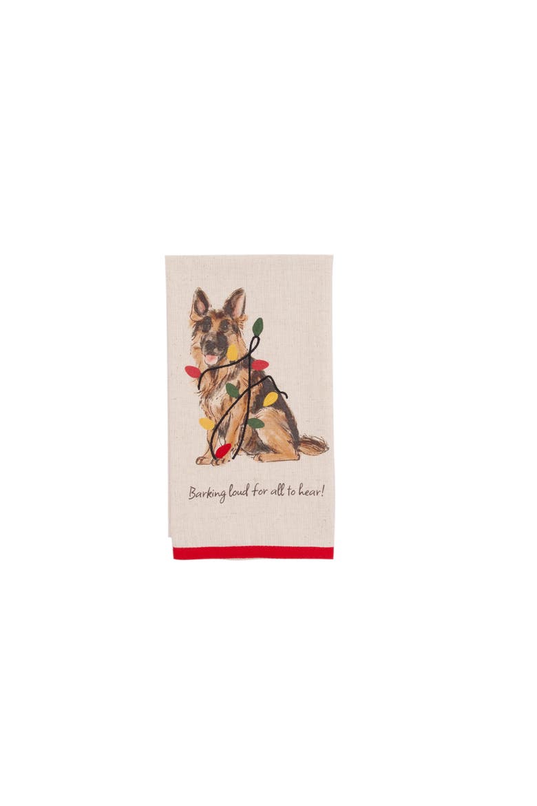 Barking German Shepherd Pet Christmas Towel, Alternate, color, Yellow