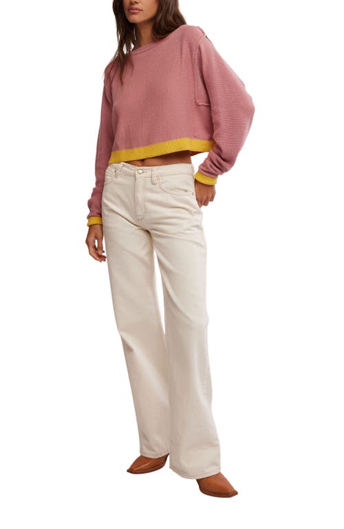 Shop Free People Into The Blue Stripe Crop Sweater In Rose Blush Combo