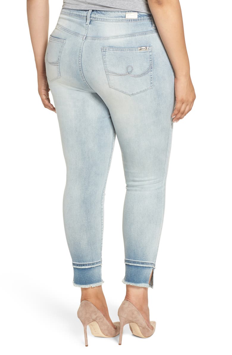 Seven7 Double Raw Hem High Waist Skinny Jeans, Alternate, color, 