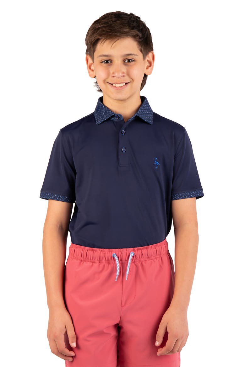 Kids' Micro Perforated Polo, Alternate, color, NAVY