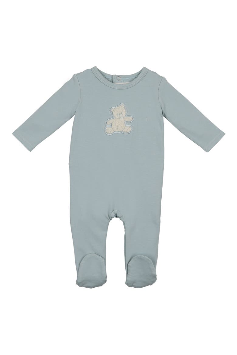 Bear Appliqué Footie, Main, color, SKY BLUE