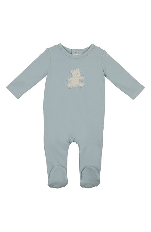 Maniere Babies' Manière Bear Appliqué Footie In Blue