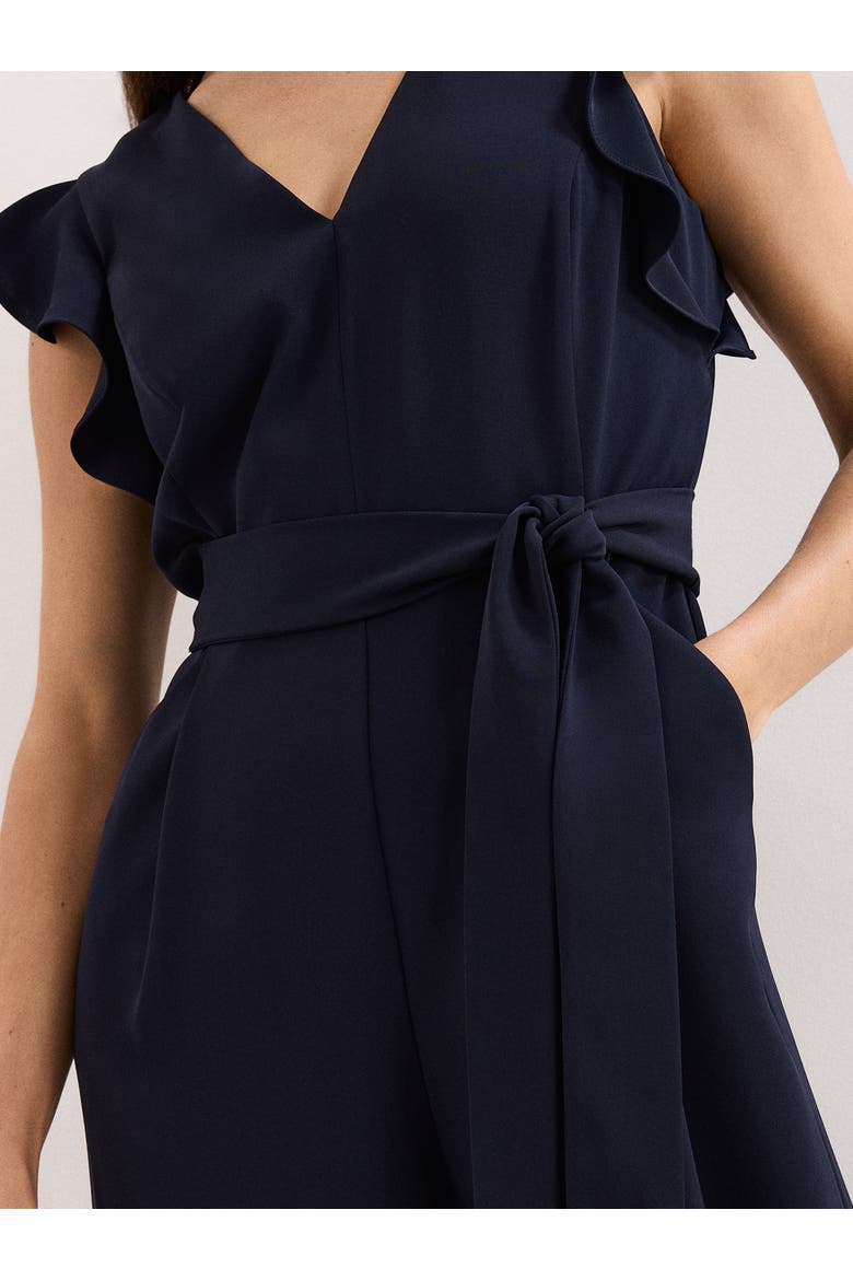 Kallie Frill V-Neck Jumpsuit, Alternate, color, Navy