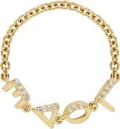 EDEN PRESLEY Tiny Letters 14k Gold Diamond LOVE Chain Ring