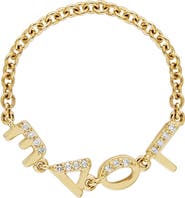 EDEN PRESLEY Tiny Letters 14k Gold Diamond LOVE Chain Ring