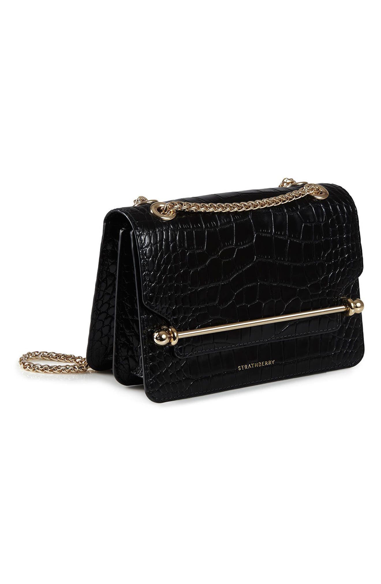 Strathberry Mini East/West Croc Embossed Leather Crossbody Bag, Alternate, color, 