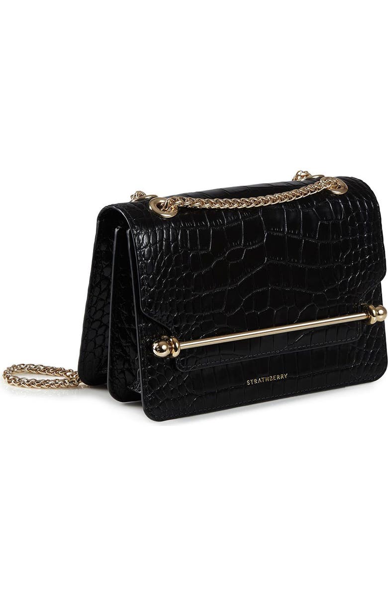 Strathberry Mini East/West Croc Embossed Leather Crossbody Bag, Alternate, color,