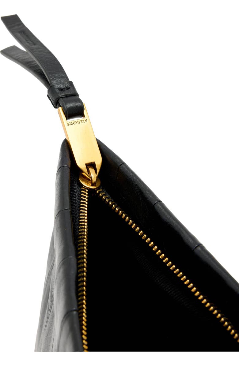 AllSaints Bettina Paneled Leather Clutch, Alternate, color, Black