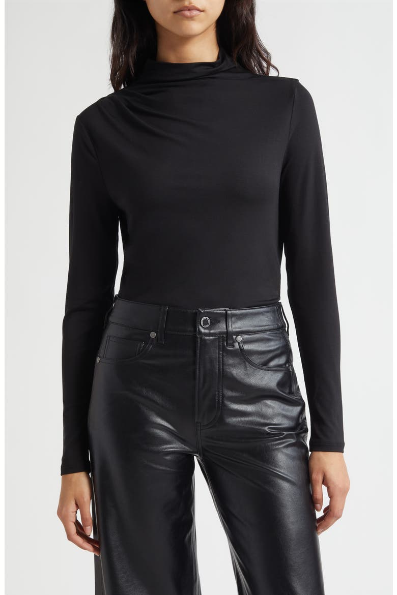Mylie Mock Neck Top, Main, color, BLACK
