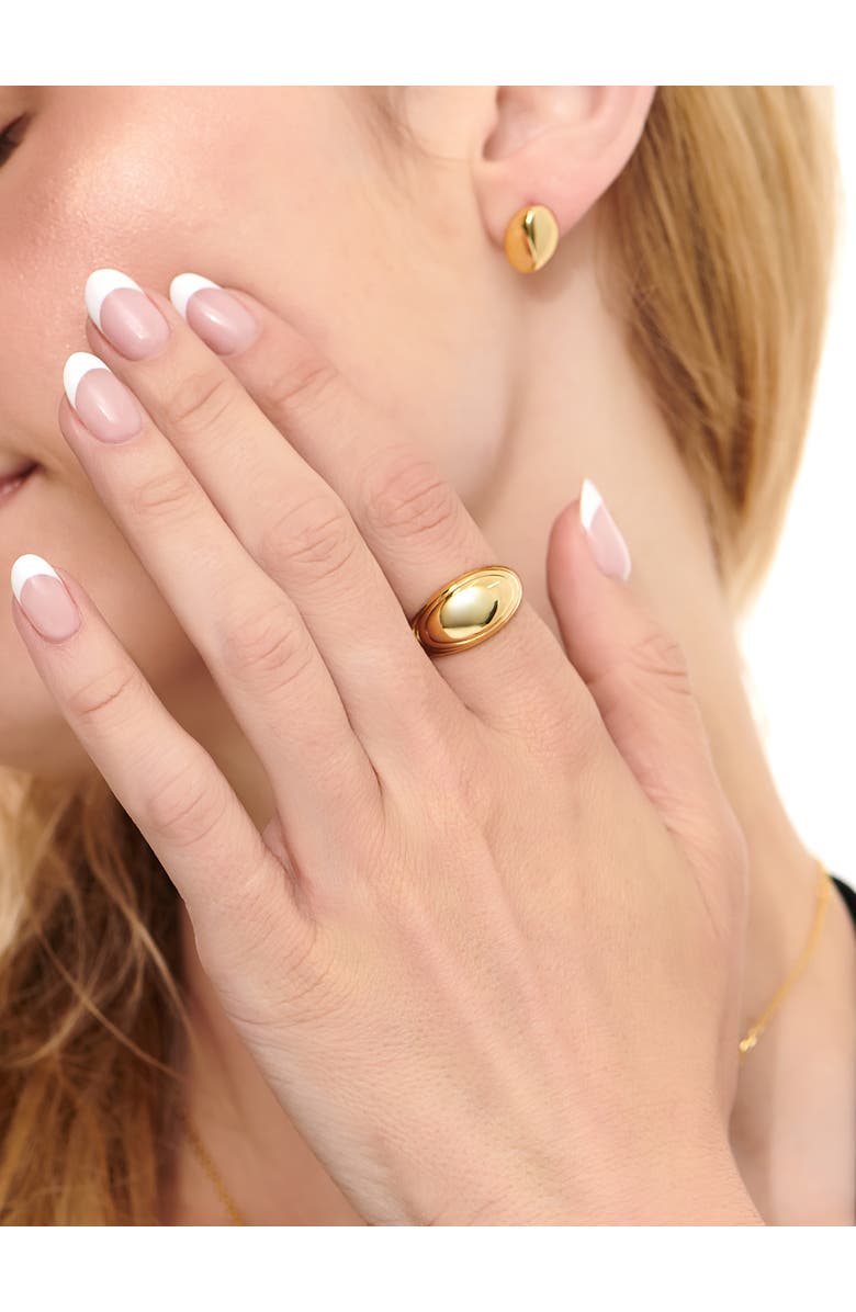 DEVATA Contour-lined Dome Ring in Gold Plated Sterling Silver, Alternate, color, Yellow Gold