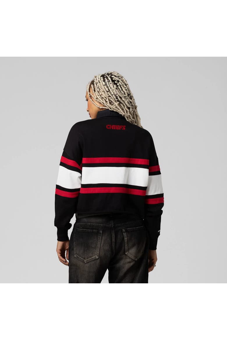 Women's Mitchell & Ness  Black Kansas City Chiefs  Cropped Long Sleeve Rugby Polo, Alternate, color, Black