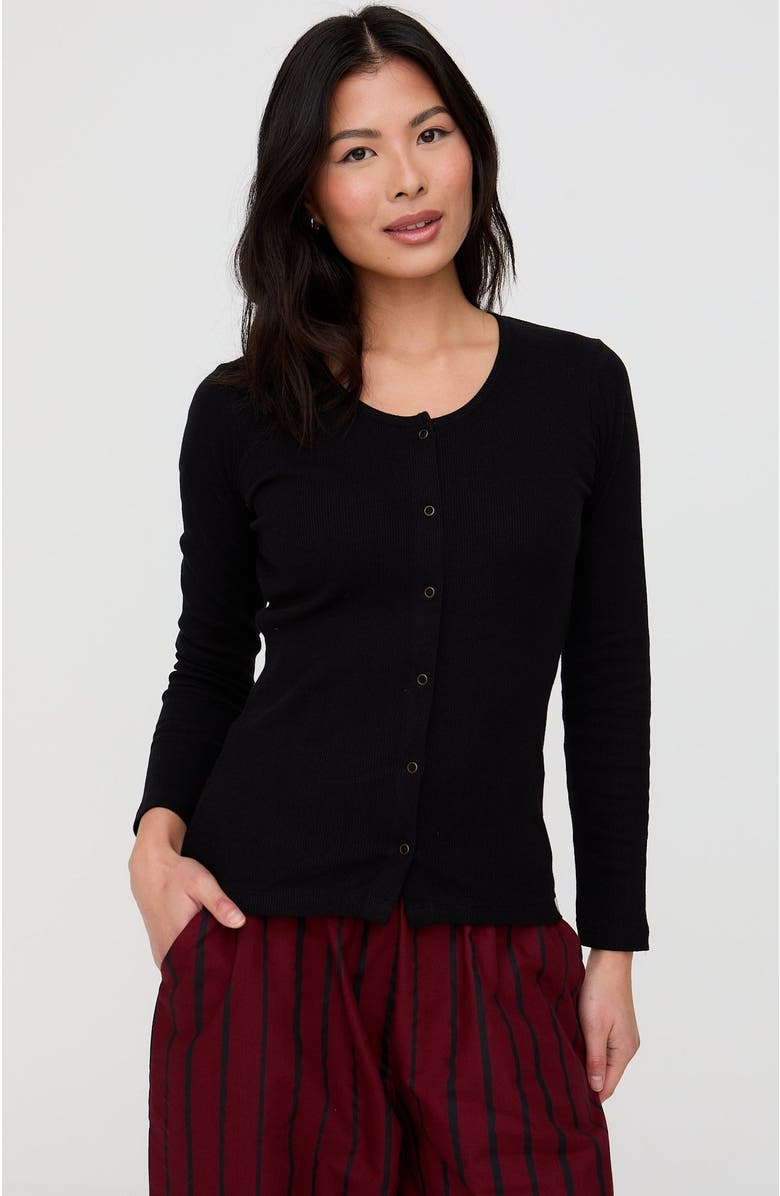 Turtledove London Organic Cotton Nora Long Sleeve Top, Main, color, Black