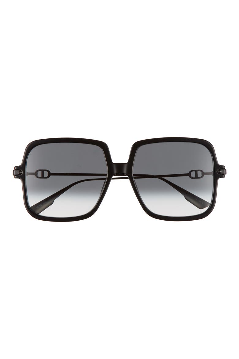Diorlink1 58mm Gradient Square Sunglasses, Main, color, BLACK/ DARK GREY GRADIENT