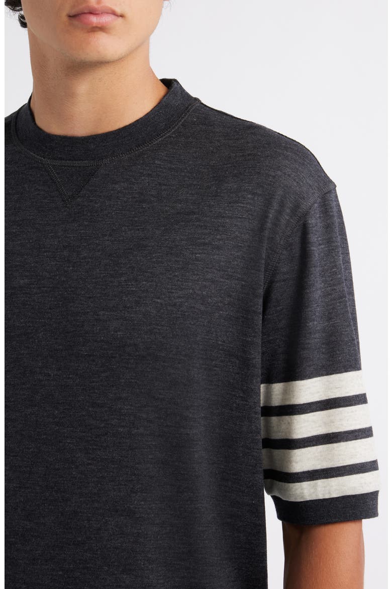 4-Bar Virgin Wool Jersey T-Shirt, Alternate, color, CHARCOAL