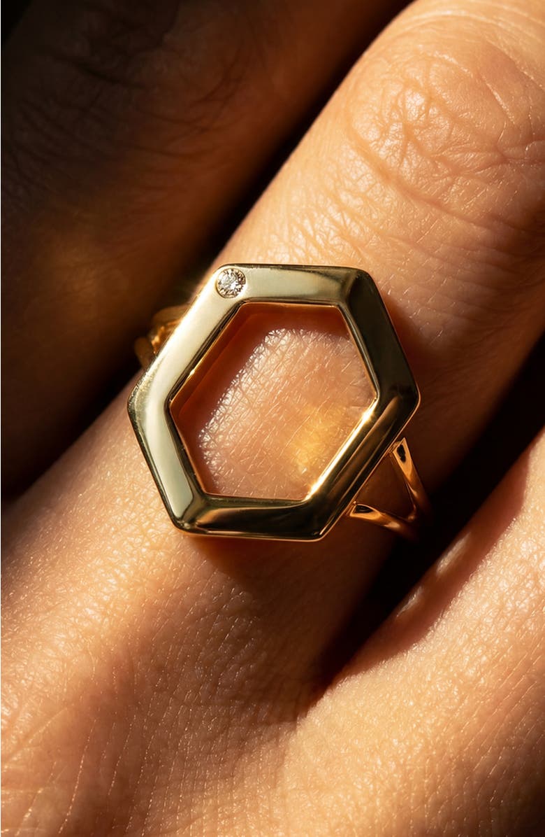 Ora Ana The Danielle Ring, Alternate, color, Gold/White  Cz