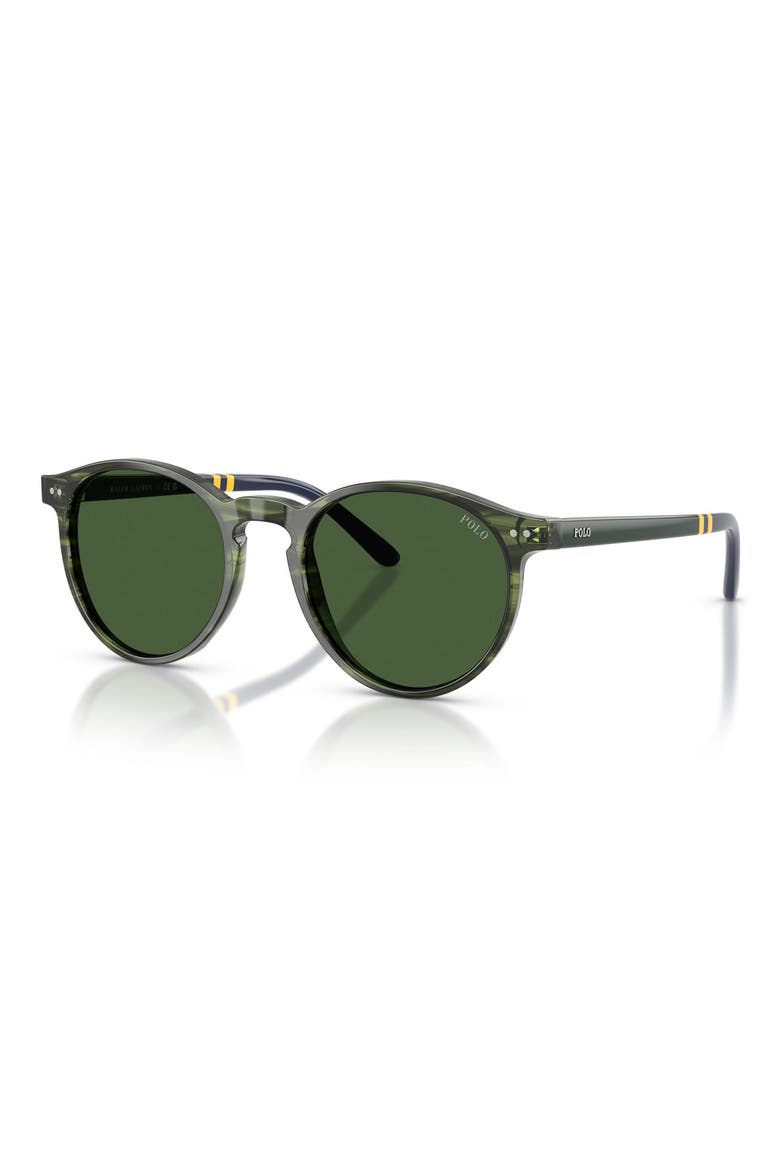 50mm Round Sunglasses, Alternate, color, SHINY STRIPED GREEN HAVANA