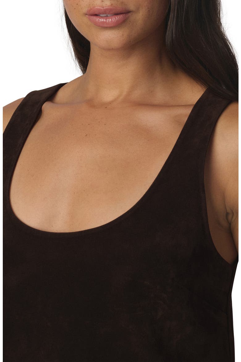 The Scoop Neck Faux Leather Minidress, Alternate, color, DARK CHOCOLATE
