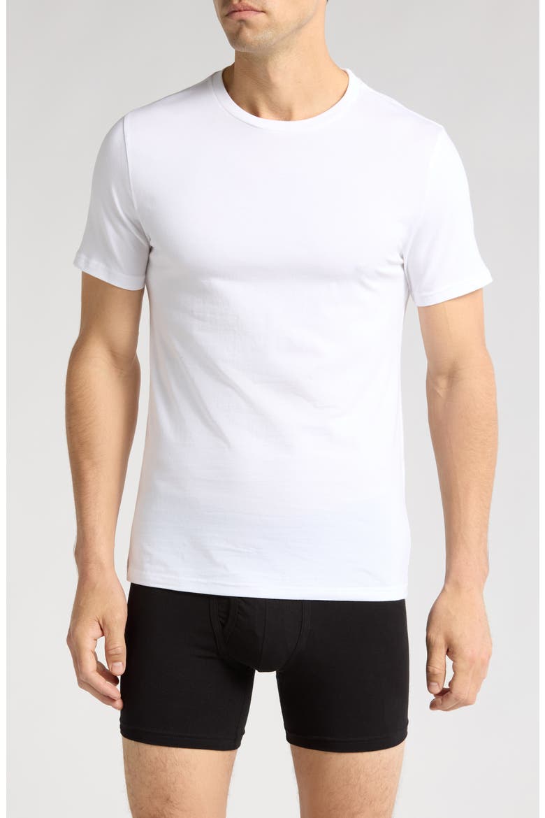Stretch Cotton Slim Fit 3-Pack Crewneck Undershirts, Main, color, WHITE