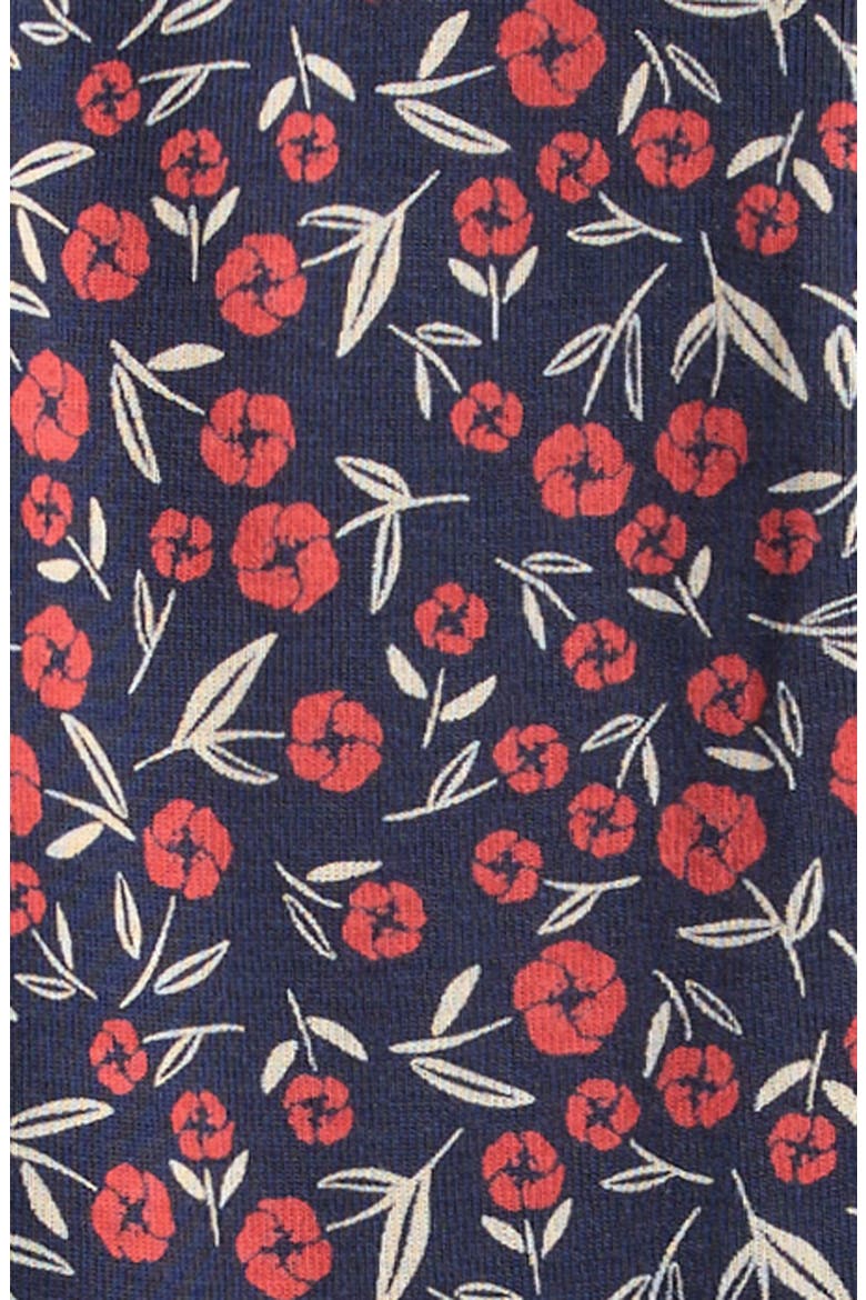 Poppy Floral Print Fitted Footie Pajamas, Alternate, color, NAVY