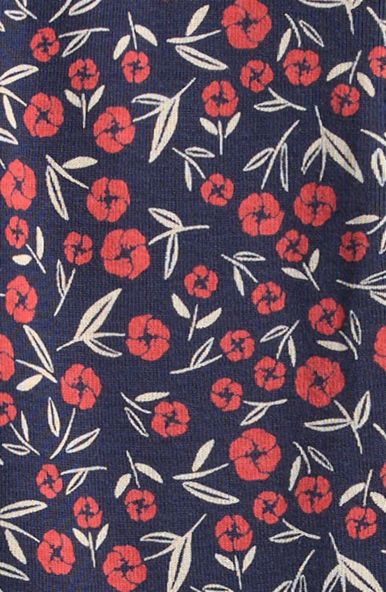 FIRSTS by Petit Lem Poppy Floral Print Fitted Footie Pajamas, Alternate, color, Navy