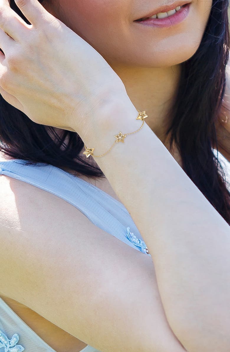 LuvMyJewelry Lucky Star Diamond Station Bracelet, Alternate, color, 14Kt Gold Vermeil On Sterling