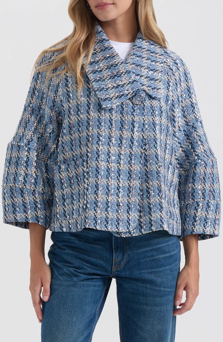 NVLT Tweed Crop Jacket, Main, color, Blue