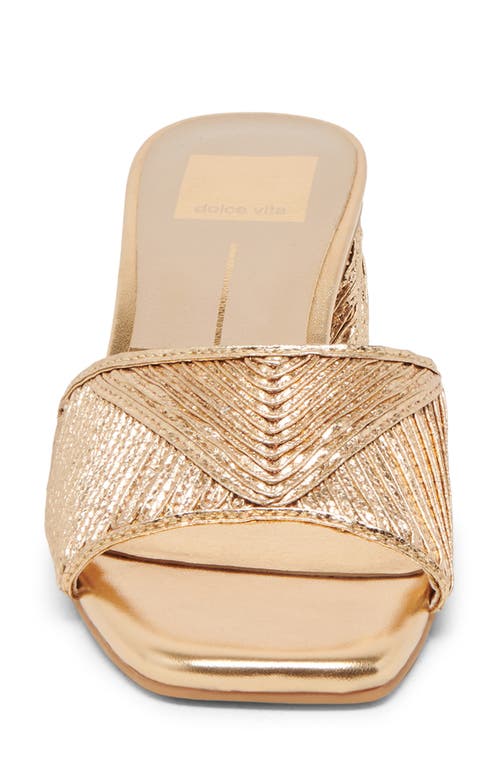 Dolce Vita Briton Deco Block Heel Sandal In Gold Metallic Woven