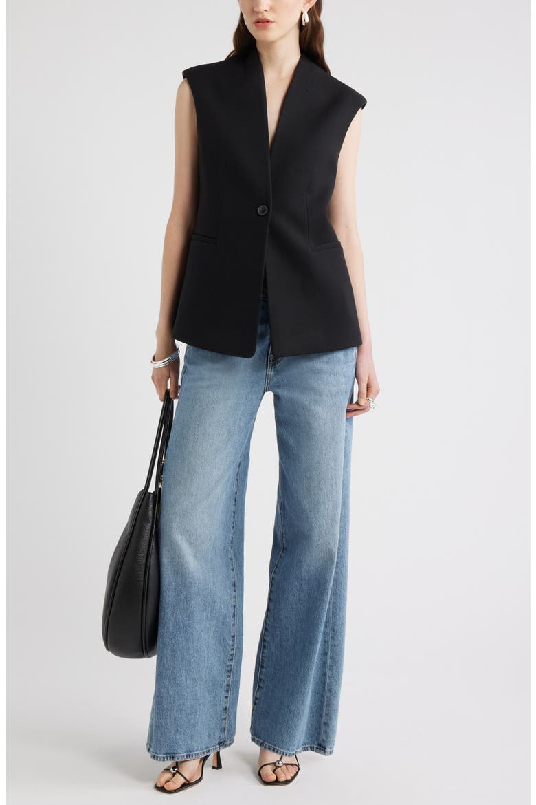 One-Button Vest, Alternate, color, BLACK
