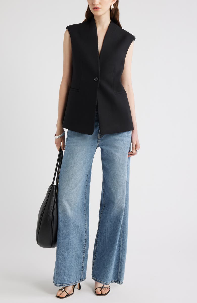 Nordstrom One-Button Vest, Alternate, color, Black