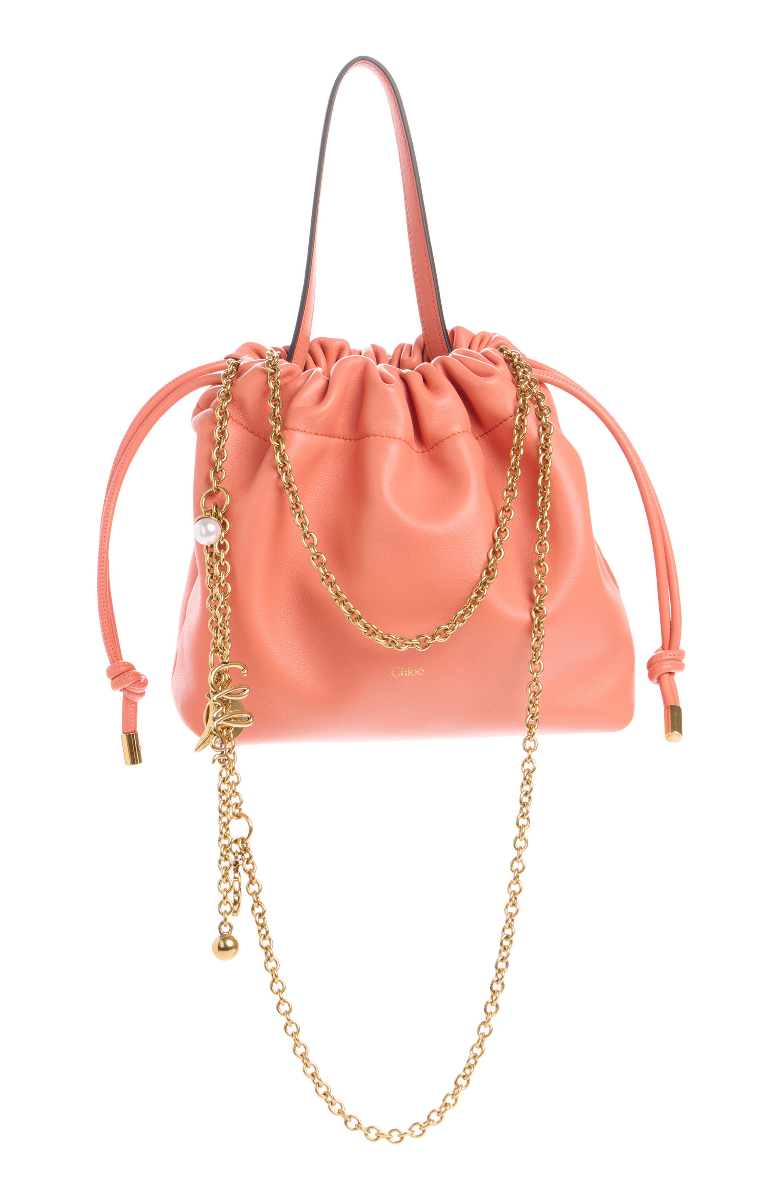 Chloé Mini Icons Leather Shoulder Bag, Alternate, color, Camellia Coral