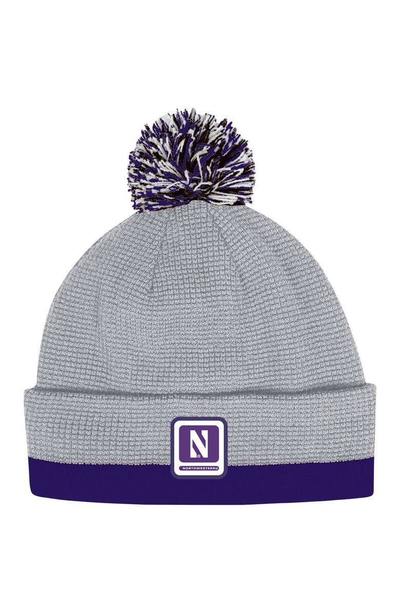 Under Armour Men's Under Armour  Gray Northwestern Wildcats 2023 Sideline Performance Cuffed Knit Hat with Pom, Main, color, 