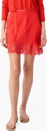 CAMI NYC Inez Lace Trim Silk Miniskirt