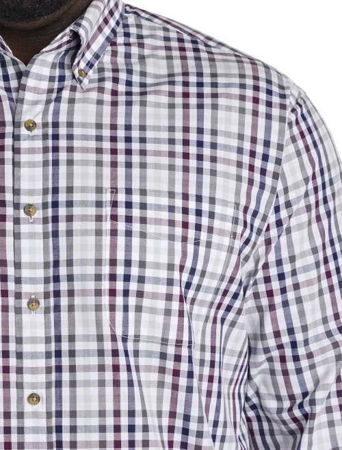Harbor Bay By Dxl Big & Tall Easy-care Check Sport Shirt In Grey Multi