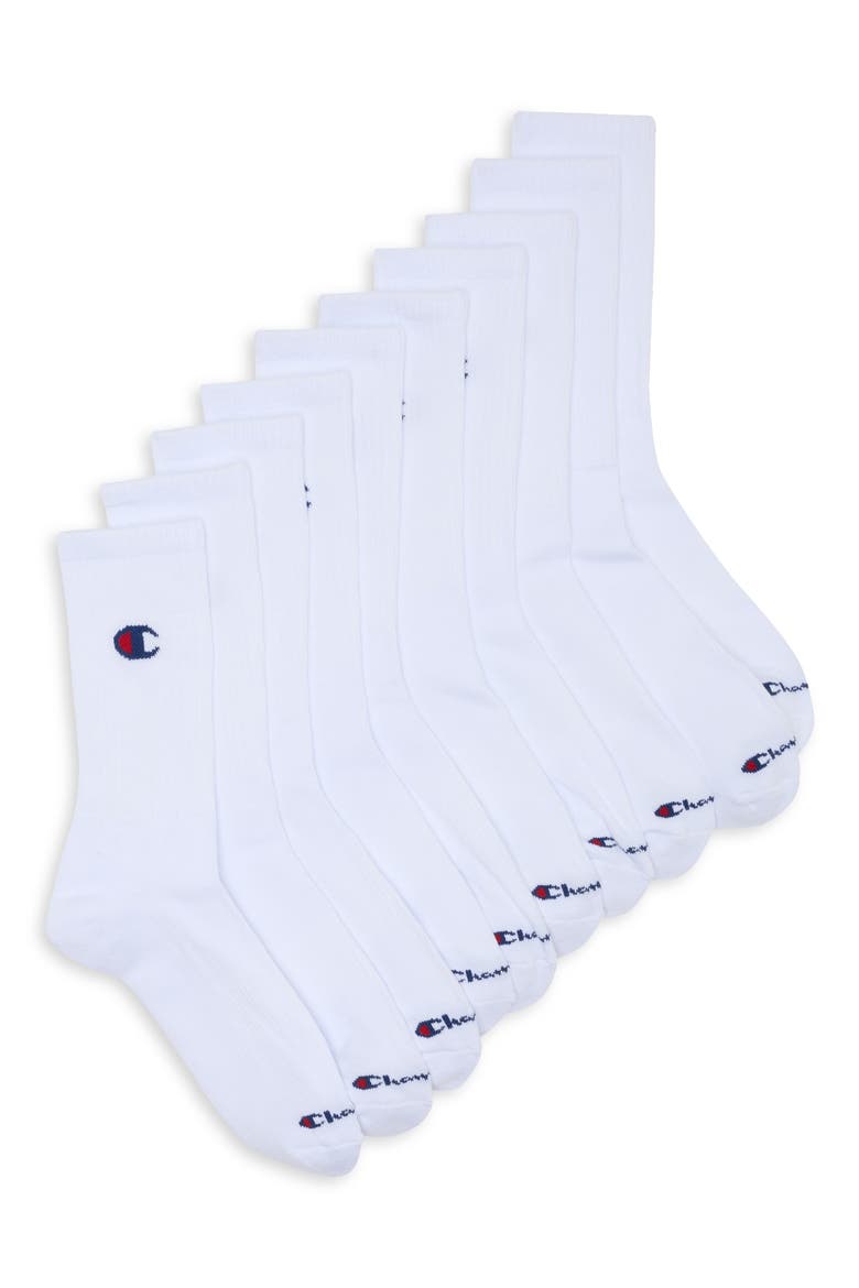 5-Pack Cushioned Crew Socks, Main, color, WHITE