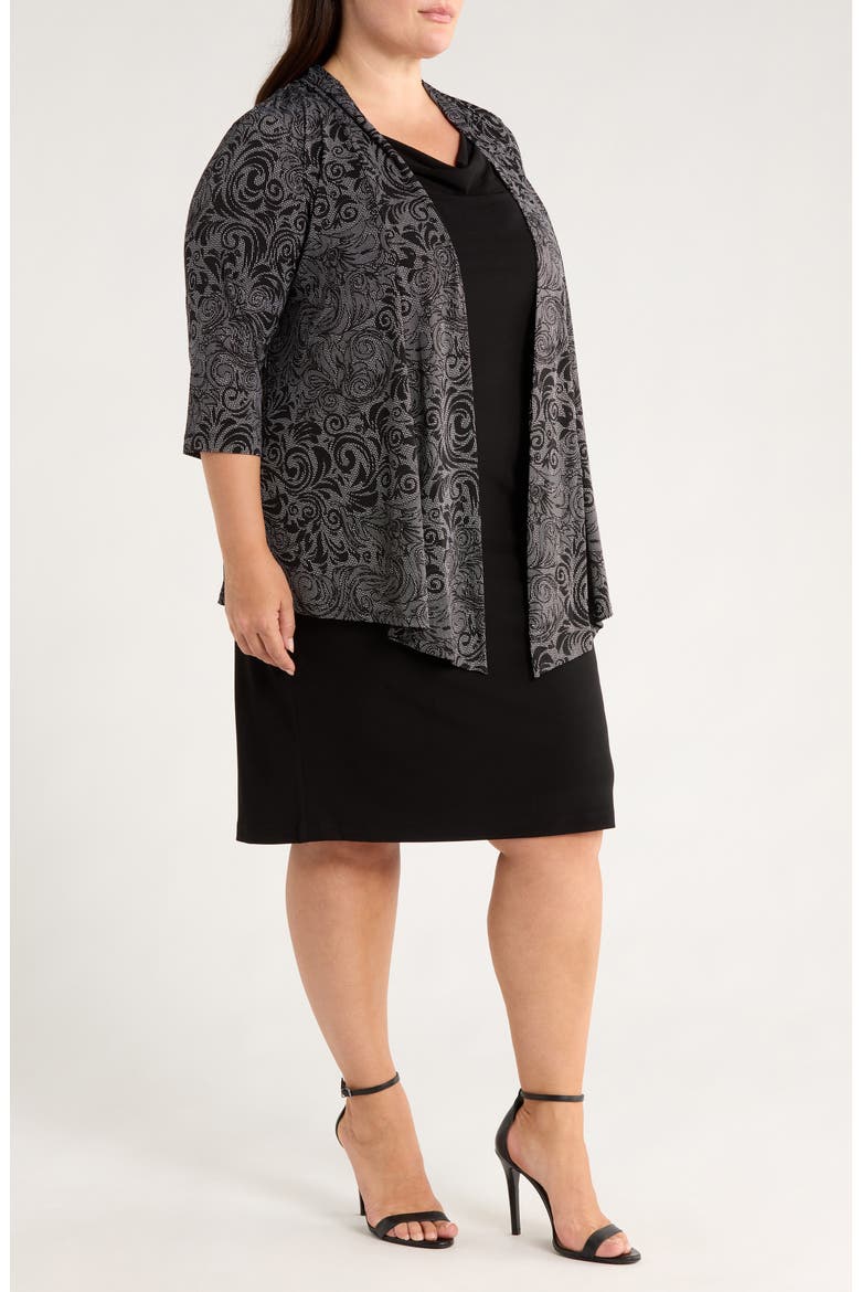 Mock Jacket Dress, Alternate, color, BLACK
